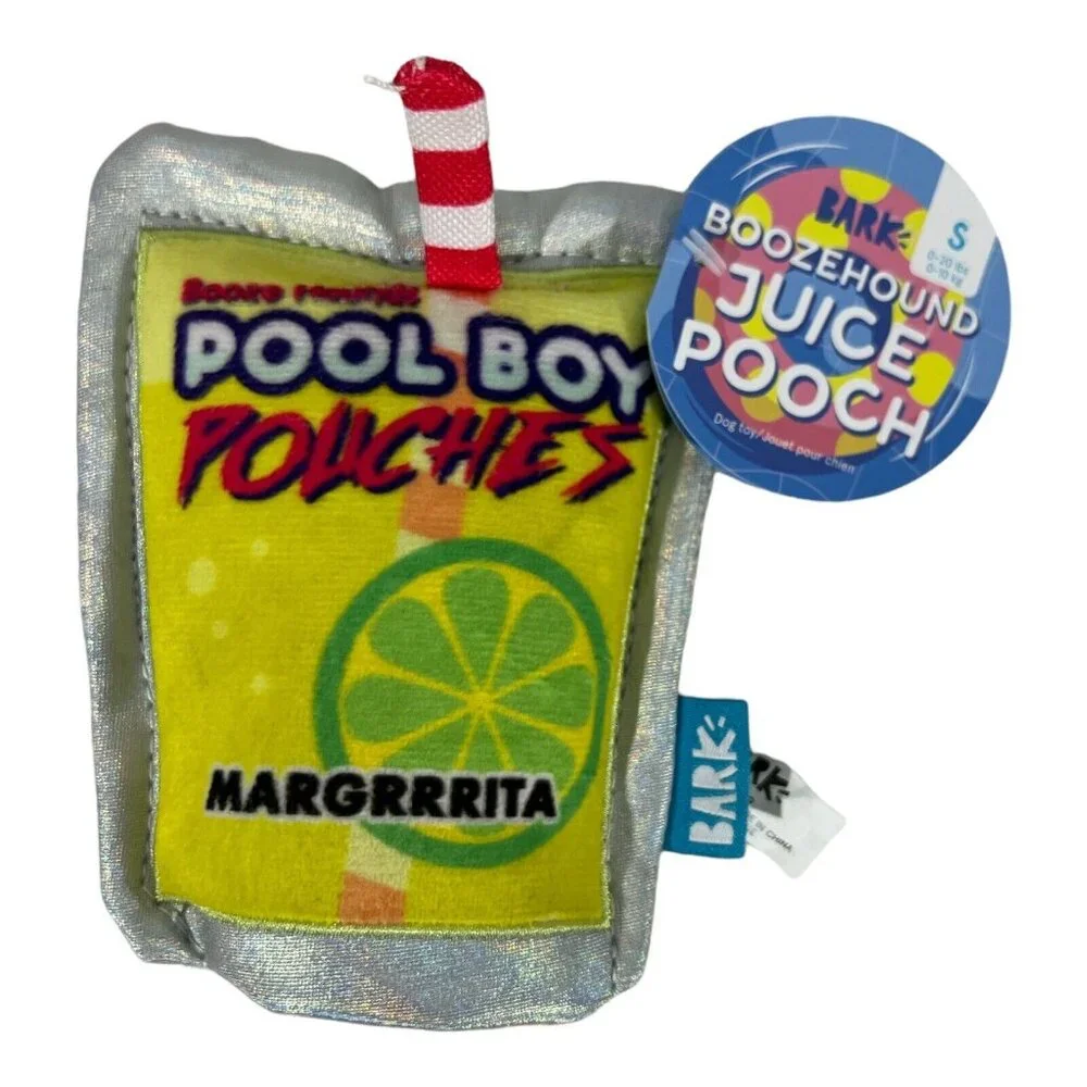 Bark box Dog Toy Boozehound Juice Pouch Squeaker Krinkle‎ Size S